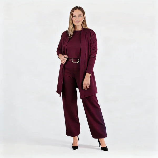 Elegant 3-Piece Set – Coat, T-Shirt & Pants