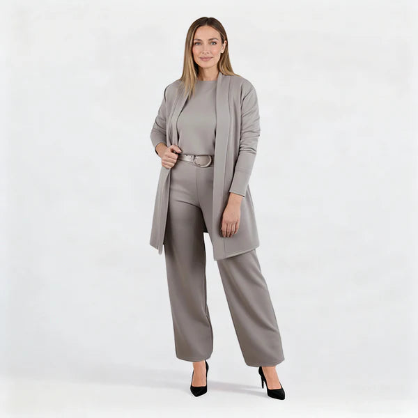 Elegant 3-Piece Set – Coat, T-Shirt & Pants
