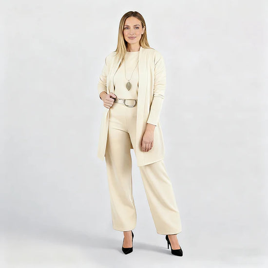 Elegant 3-Piece Set – Coat, T-Shirt & Pants