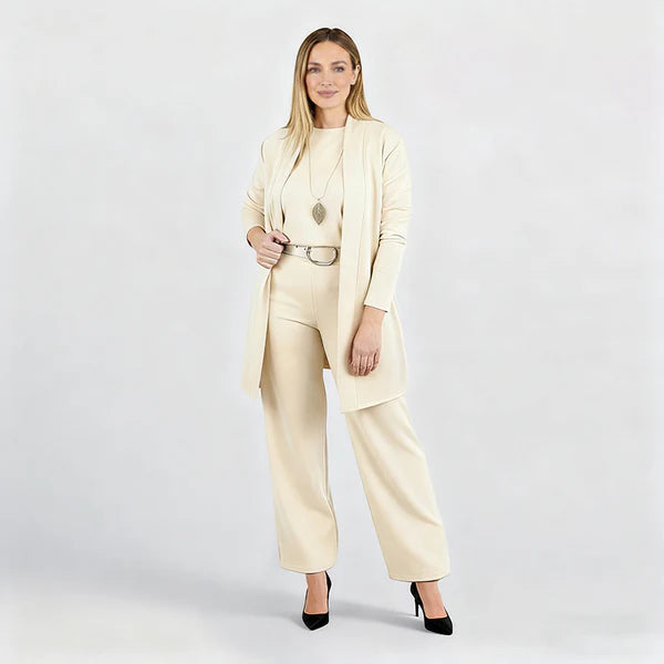 Elegant 3-Piece Set – Coat, T-Shirt & Pants