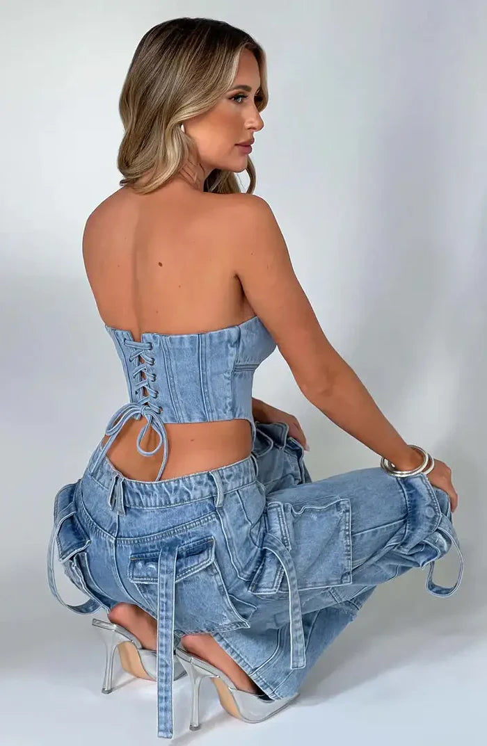 Corset & Cargo Jeans Set